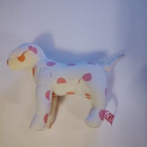 Victoria's Secret White and Orange Polka Dot Plush Dog
